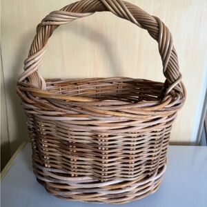 Vintage Thick Handcrafted Handle Wicker Basket